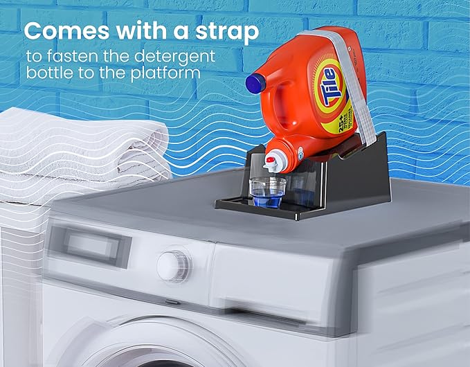 TidyFriend No-Spill 2 Pk Liquid Laundry Detergent Dispenser Holder, Laundry Soap Dispenser Holder with Drip Tray for Laundry Room Organization (No Strap, Black)-Ruum Studio Home
