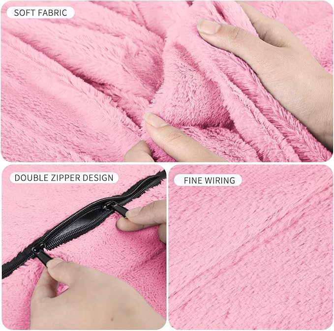 Bean Bag Chair for Adults 7FT,Soft Removable Cover for Teens/Girls Bedroom,Fluffy Giant Round Floor Beanbag Lounger Chairs (No Filler,Pink)-Ruum Studio Home