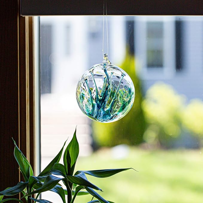 Luke Adams Handmade Glass Gazing Balls for Garden on Clearance – Hand Blown Glass Gazing Ball for Yard Décor – Decorative Garden Globe (Recycle Teal)-Ruum Studio Home