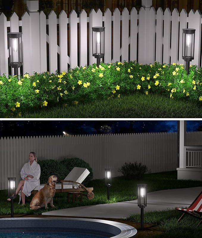 8 Pack Solar Pathway Lights Outdoor,Super Brightness IP65 Waterproof Auto On/Off Solar Path Lights, Garden Solar Powered Landscape Lighting for Outside Yard Garden Driveway Walkway Decor-Ruum Studio Home