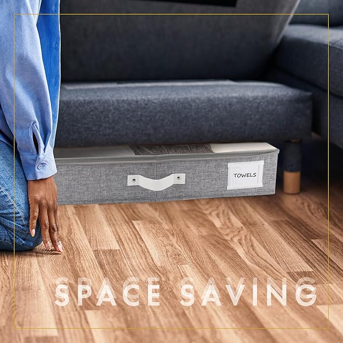 HOMELUX THEORY 2pc Under Bed Storage Containers, Bedroom Under the Bed Drawer Storage Organizer with Bins and Lids, Medium Underbed Clothes Storage Box Ideal for Blanket, Fabric, & Shoes (LightGray)-Ruum Studio Home