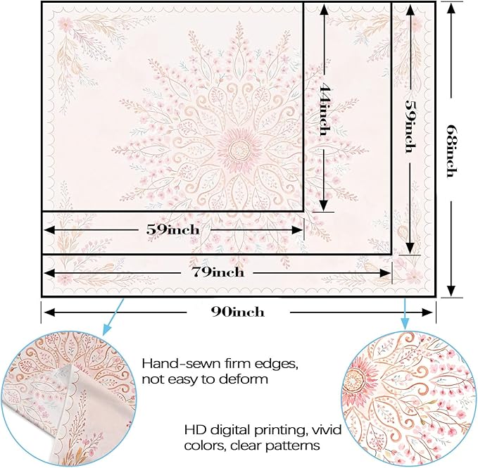 Lunerfex Floral Mandala Tapestry Boho Tapestry for Bedroom Pink Tapestries Wall Hanging Living Room Wall Art and Home Decor 70x90-Ruum Studio Home