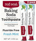 Red Seal Baking Soda Toothpaste - Fluoride-Free Herbal & Mineral Formula, Vegan-Friendly, Cruelty-Free, SLS and Paraben-Free, No Artificial Flavors, NATRUE Certified Natural, Dry Mouth Relief (2 Pack)-Ruum Studio Home
