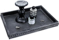 Rectangle Wood Serving Tray with Beads, Black Washed Wooden Decorative Tray for Entertaining, Decoration, and Gifting-Ruum Studio Home