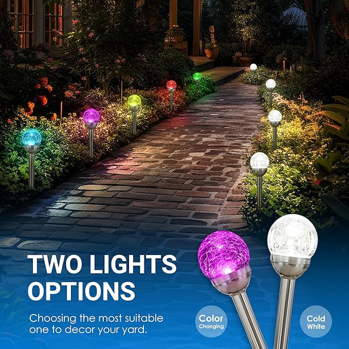SOLPEX Solar Garden Lights Outdoor, 3 Pack Multi-Color Changing&White 2 Modes Solar Powered Glass Ball Garden Lights Waterproof for Patio Decoration-Ruum Studio Home