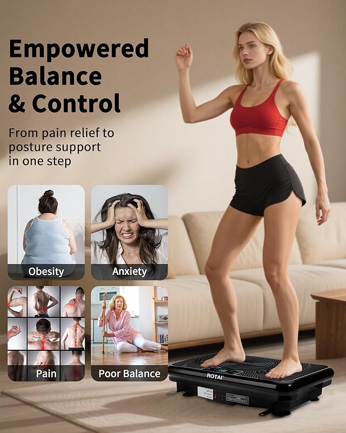 Shake Plate Vibration Exercise Machine for Lymphatic Drainage Massager & Weight Loss, 400 lbs Capacity Whole Body Vibrating Plate Workout for Women and Men-Ruum Studio Home