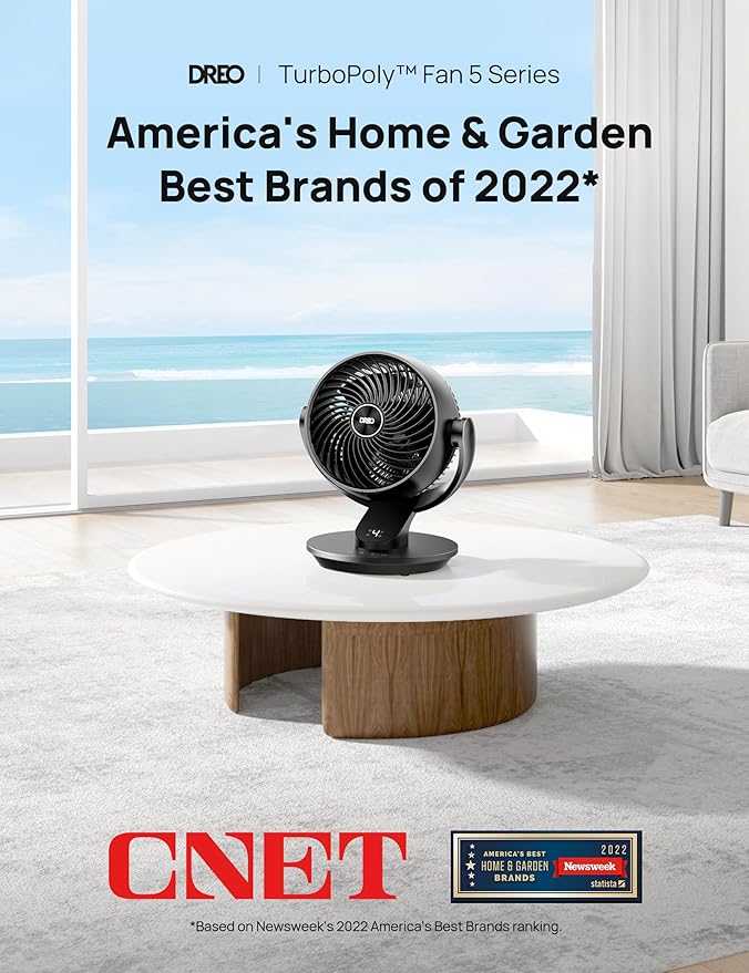 Dreo Fan for Bedroom, 13-Inch Oscillating Table Air Circulator Fan for Whole Room, 120° Tilt Adjustment, 28dB Ultra-Quiet, 70ft Powerful Airflow, 4 Speeds Desk Fans with Remote for Home, Office-Ruum Studio Home