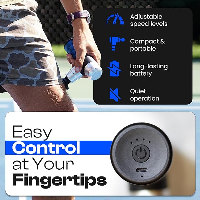 The Therapeutic Mini Massage Pistol with Portable Carrying Case, 4 Massage Speeds, 6 Colors | Fast USB Type C Charging | Massage Tool for Pain Relief | Stylish and Powerful Massage Gun-Ruum Studio Home