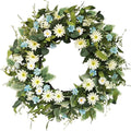 24 Inch Wreaths for Front Door, Large Spring Summer Artifiical Wreath with Blue White Daisy Flower, All Season Floral Wreaths for Porch Window Wall Decor Outside Indoor Outdoor Decorations-Ruum Studio Home