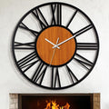 LEIKE 32" Oversized Large Wall Clocks,Silent,Non Ticking,Battery Operated Modern Round Big Wood Decorative Metal Wall Clock for Living Room, Bedroom,Kitchen,Farmhouse,Office Decor - Black,32 Inch-Ruum Studio Home