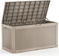 102 Gallon Outdoor Storage Box Waterproof, UV Resistant Resin Deck Box with Hydraulic Rod, Lockable Design and Enhanced Durability for Patio, Garden, and Poolside Use-Ruum Studio Home