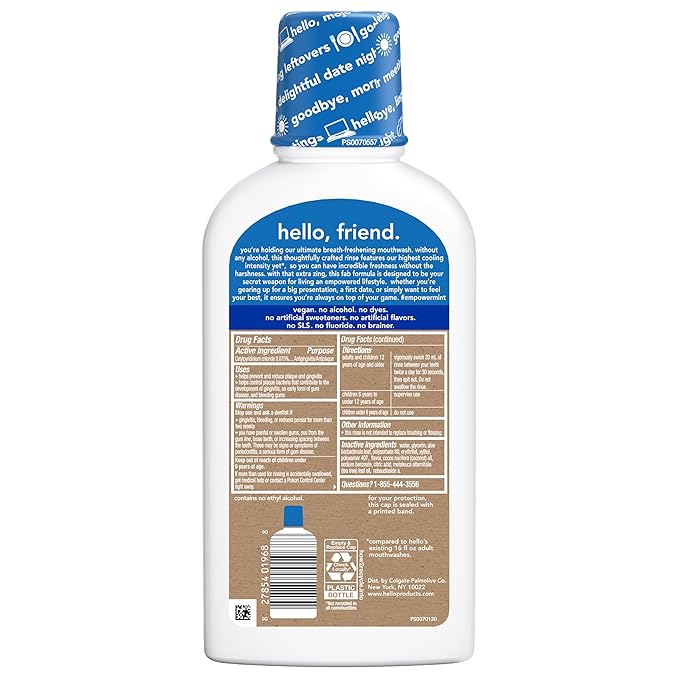 hello Empower-Mint Fluoride Free and Alcohol Free Mouthwash, Non Alcoholic Mint Mouthwash Pack, Peppermint Pow, 3 Pack, 16 Fl Oz Bottles-Ruum Studio Home