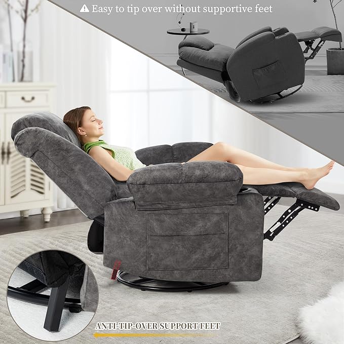 Recliner Chair Modern Ergonomic Lounge Swivel Single Sofa Seat Living Room Recliners on Clearance Foam Filling-Ruum Studio Home