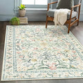 Wonnitar Washable Area Rugs 5x7, Soft Floral Bedroom Area Rug, Washable Carpet 5x7 Non Slip, Boho Flower Print Beige Carpets for Living Room Bedside Dining Room-Ruum Studio Home