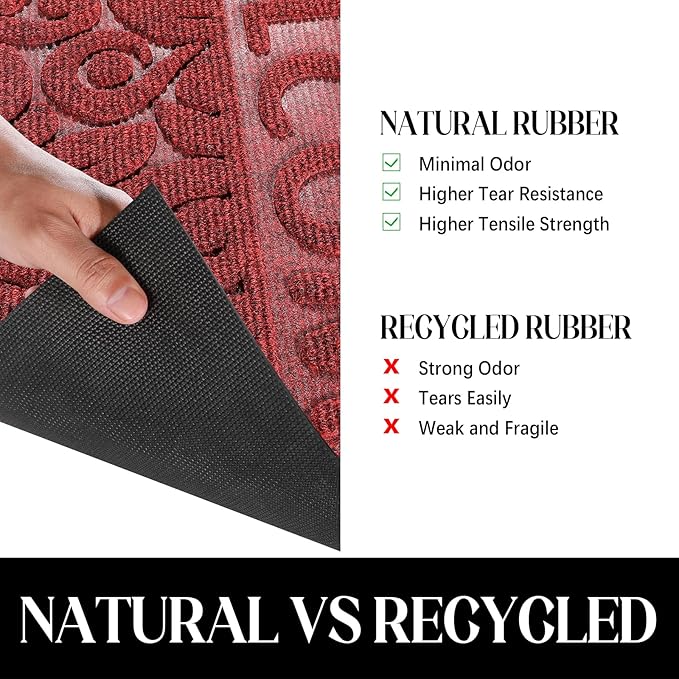 Yimobra Welcome Mat Outdoor Indoor, 29.5x17 Waterproof Door Mat Outside Entrance, All-Weather Non Slip Doormat, Low-Profile Front Door Mat, Porch and Patio Entryway Mat, Wine Red-Ruum Studio Home