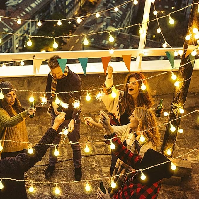 Globe String Lights Plug in 116 Ft. 200 LED 8 Modes with Remote,Waterproof Fairy String Lights for Indoor Outdoor Bedroom Party Wedding Garden Christmas Tree Decor,Warm White-Ruum Studio Home