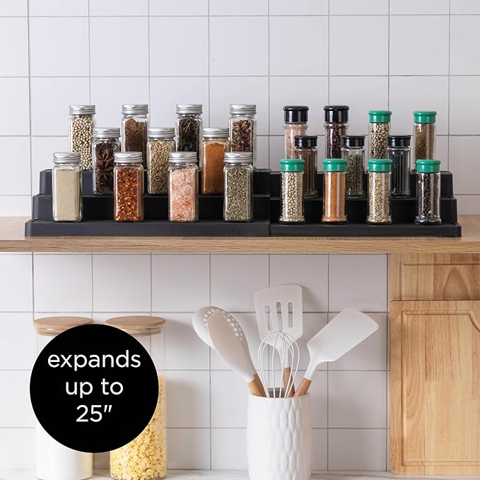 SIMPLEMADE 3-Tier Spice Rack Organizer - Versatile Storage Shelf for Kitchen, Bathroom, Bedroom & Office, Set of 2, Expandable Black-Ruum Studio Home