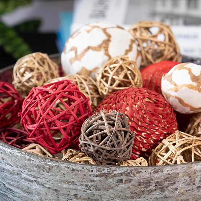 ANDALUCA Decorative Balls Bag Bowl Filler Home Decor (Red Gold)-Ruum Studio Home