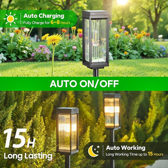 Solar Pathway Lights Outdoor, 6 Pack Upgraded Solar Lights Outdoor Waterproof, Bright Up to 15 Hrs Auto On/Off Garden Light for Yard Patio Lawn Path Walkway Driveway Outside Decor-Ruum Studio Home