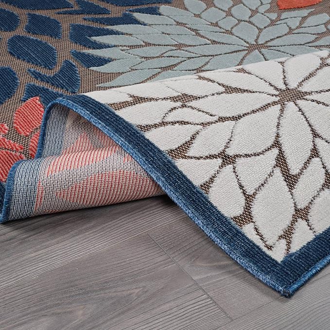Beverly Rug Outdoor Rug 9x12 Large Modern Floral Tropical Area Rugs for Indoor and Outdoor Patio Easy to Clean Non Shedding Living Room Porch Garden Washable Outside Carpet (9 x 12 Brown)-Ruum Studio Home