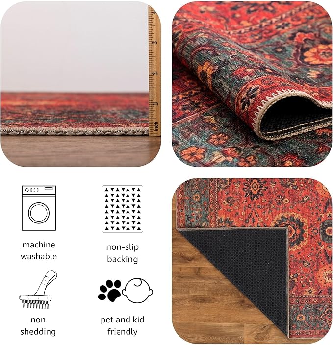 Keen Home Design 2x3 Rug - Machine Washable Entry Rug with Non-Slip Backing, Ideal for Enteryway, Kitchen, Bathroom, Laundry Room - Vintage, Easy Clean, Durable, Low Pile Rug - (2' x 3')-Ruum Studio Home