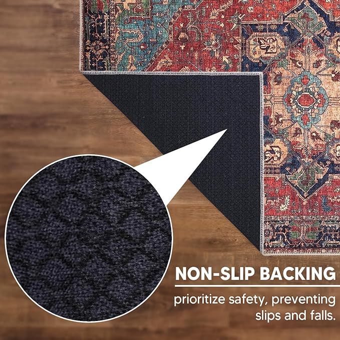 Keen Home Design 5x7 Rug - Machine Washable Area Rug with Non-Slip Backing, Ideal for Living Room, Dining Room, Bedroom - Vintage, Easy Clean, Durable, Low Pile Rug - (5' x 7')-Ruum Studio Home
