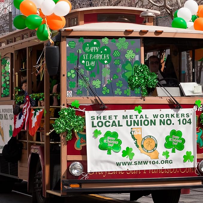 9 Sheets St Patricks Day Window Clings, 115 PCS St Patrick's Day Shamrock Window Stickers for St Patricks Day Decorations, Green Static Spring Window Clings for Glass Windows St Patricks Day Decor-Ruum Studio Home