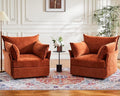 Oversized Accent Chair, Upholstered Modern Sofa Chair with Removable Backrest & Detachable Cover, 24.5" Deep Seat Large Reading Armchair for Living Room Bedroom - Chenille Terracotta Set of 2-Ruum Studio Home