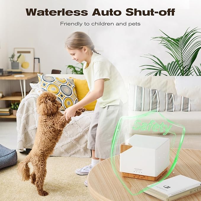 ASAKUKI 700 ml Premium Essential Oil Diffuser, 5 in 1 Ultrasonic Aromatherapy Fragrant Oil Vaporizer Humidifier, Timer and Auto-Off Safety Switch, 7 LED Light Colors-Ruum Studio Home