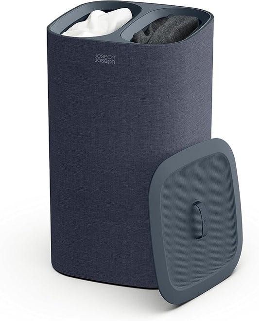 Joseph Joseph Tota 60 liter/15.8 gallon Laundry Hamper Separation Basket with lid, 2 Removable Washing Bags with Handles- Carbon Black-Ruum Studio Home