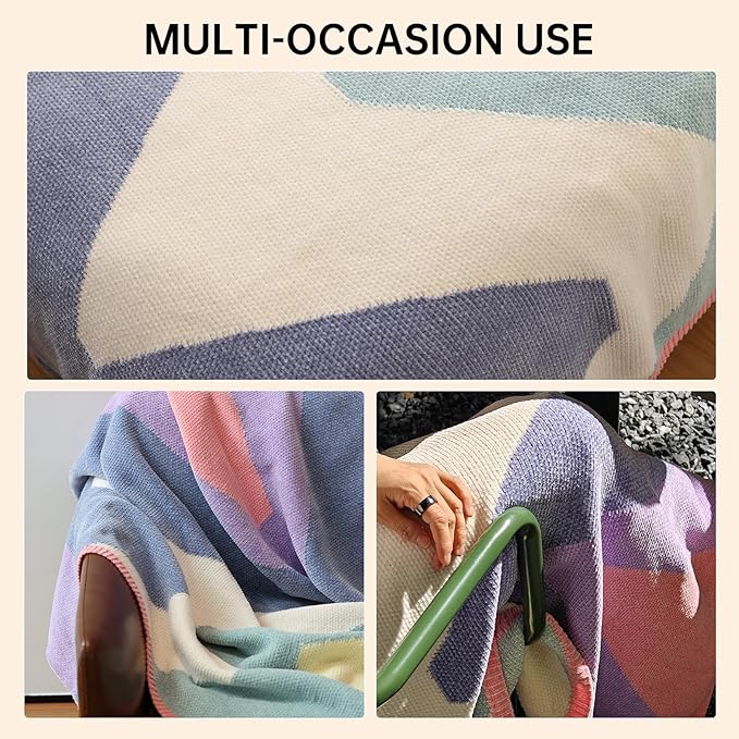 Soft Chenille Yarn Throw 36"x48", Handmade Knit Throw Blanket, for use in All Seasons, Soft Cozy Warm Knitted Blanket for Bed Sofa, Couch Chair, Living Room(1.37Ib)-Ruum Studio Home