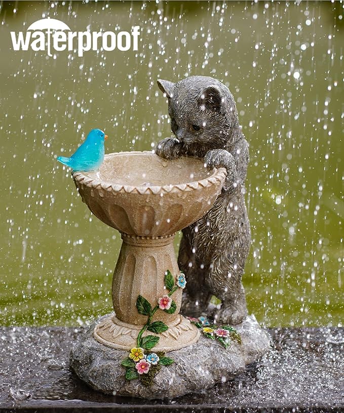 Cat Statues for Bird Bath: Outdoor Sculptures for Garden Lawn Patio Yard Balcony Porch - Unique Gifts for Mother Grandma Women-Ruum Studio Home