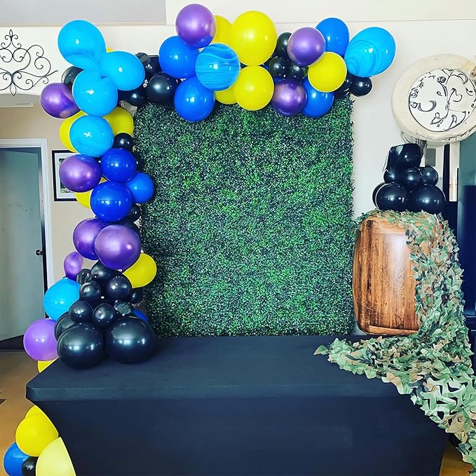 Purple Blue Yellow Black Balloons 60 Pcs Metallic Purple Royal Blue Black Yellow Game Latex Balloon Gaming Party Balloon for Kids Gamer Night Birthday Graduation Party Decoration Supplies-Ruum Studio Home