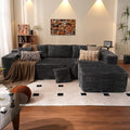 ovios 104" Cloud Sectional Couch with L-Shape Chaise,Modern Modular Sofa with Deep Seat, Upholstered Couches for Living Room Bedroom,No Assembly Required, Grey (Plush Corduroy Fabric)-Ruum Studio Home