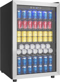 EUHOMY 4.5 Cu.ft Beverage Refrigerator and Cooler, 145 Can Mini fridge with Glass Door for Soda Beer Wine, Small Drink Dispenser with Digital Adjustable Thermostat for Home Office Bar-Ruum Studio Home