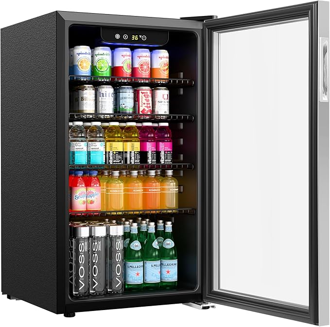 KoolMore 18 in. 3.2 Cu. Ft. Beverage Refrigerator Merchandiser with Stainless Steel Trim and Touch Panel For Soda, Beer or Wine Perfect for Use in a Commercial or Home Setting, ETL Listed (KM-BR32SS)-Ruum Studio Home