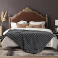 Amélie Home Faux Fur Throw Blanket for Couch, Ultra Cozy Fuzzy Fluffy Fur Luxurious Soft Striped Plush Gift Blankets for Family Sofa Chair Bed Living Room Bedroom, 60"x80", Ionic Wolf Gray-Ruum Studio Home