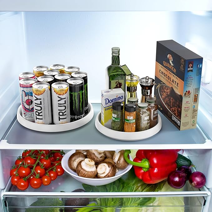 Simple Houseware Lazy Susan Spice Organizer Rotating Tray, 4-Pack (2 Medium 10'', 2 Large 12'')-Ruum Studio Home