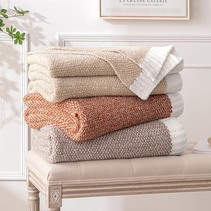 MIULEE Beige Super Soft Throw Blanket for Couch, Cozy Fluffy Warm Throws Knit Blankets for Sofa, Bed, Chair, Living Room, Camping, Picnic, 50 x 60 inch-Ruum Studio Home