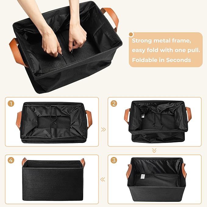 GRANNY SAYS Storage Baskets for Shelves, Closet Organizer Bins, Clothes Storage Bins with Metal Frame, Extra Large Baskets for Organizing and Storage, Collapsible, Black, 2-Pack-Ruum Studio Home