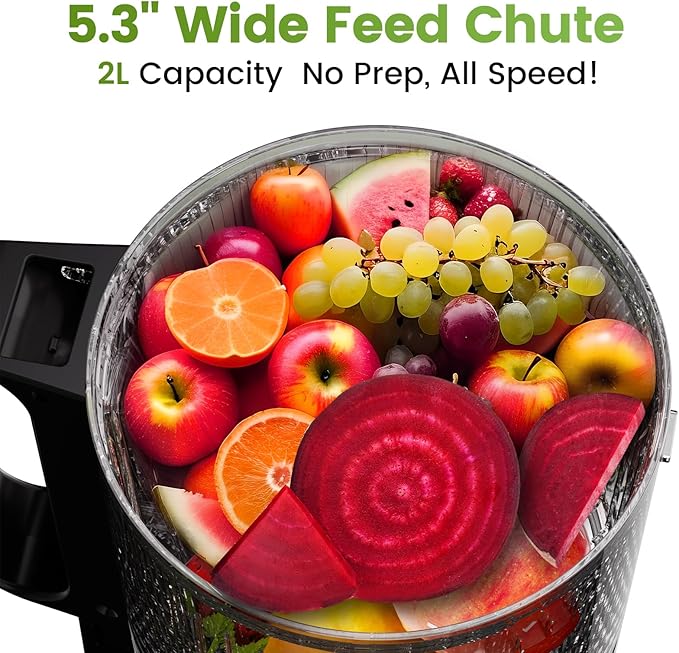 Cold Press Juicer Machines, High Nutrient Retention, 99% Juice Yield, 5.3" Wide Feed Chute for Whole Fruits & Vegetables, Quiet Slow Masticating Juicer, BPA-Free, Easy to Clean-Ruum Studio Home
