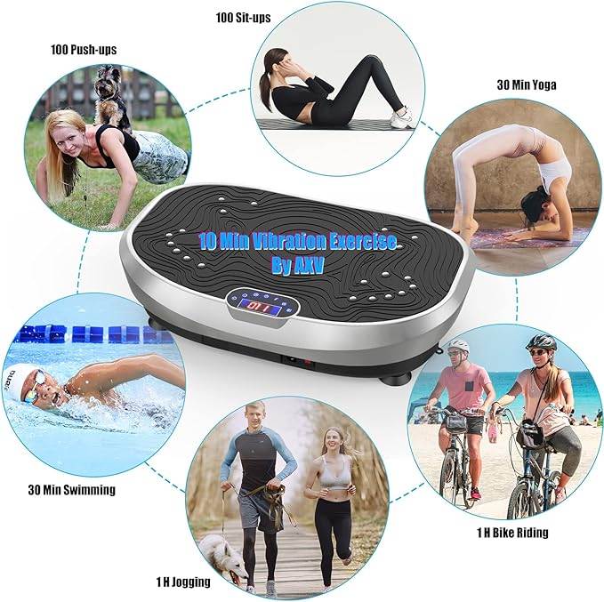AXV Vibration Plate Exercise Machine Whole Body Workout Power Vibrate Fitness Platform Vibrating Machine Exercise Board for Weight Loss Shaping Toning Wellness Home Gyms Workout-Ruum Studio Home