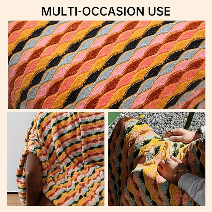 Soft Chenille Yarn Throw 36"x48", Handmade Knit Throw Blanket, for use in All Seasons, Soft Cozy Warm Knitted Blanket for Bed Sofa, Couch Chair, Living Room(1.15Ib)-Ruum Studio Home