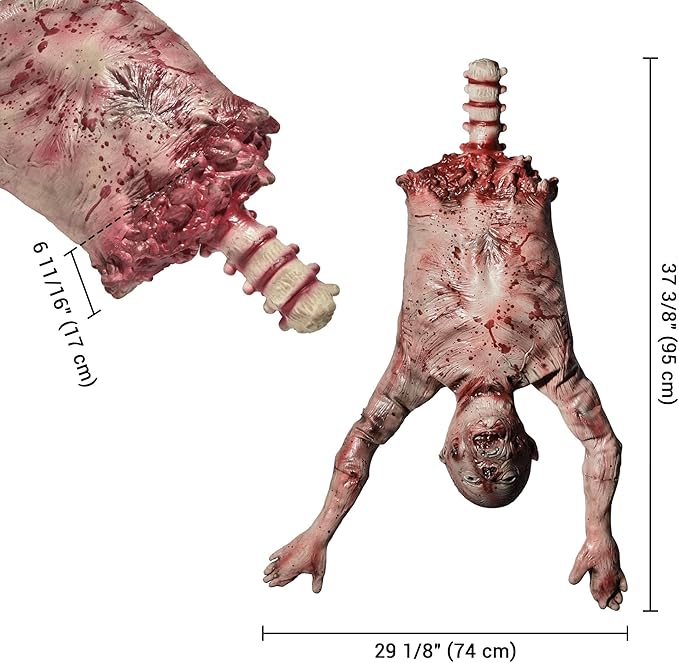 AW 37" Halloween Half Body Prop Skinned Hanging Corpse Torso Haunted House Party Indoor Outdoor Decoration 2025-Ruum Studio Home