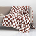 LOMAO Throw Blankets Flannel Blanket with Checkerboard Grid Pattern Soft Throw Blanket for Couch, Bed, Sofa Luxurious Warm and Cozy for All Seasons (Coffee, 50"x60")-Ruum Studio Home