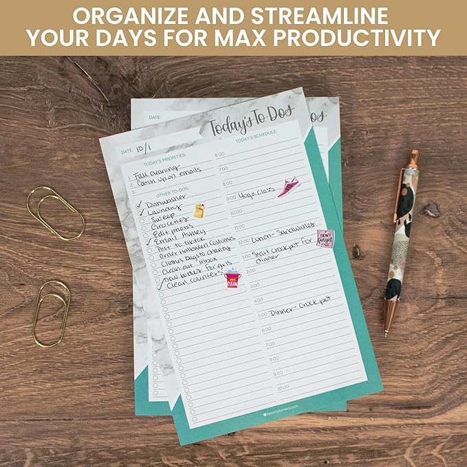 bloom daily planners Undated Daily Timed to-Do List Pad - Tear Off Planning Sheets - 6" x 9" - Color Blocking Marble-Ruum Studio Home