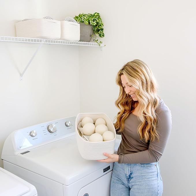 NaturalCozy 13.5”x8.5”x5.5” Storage Baskets for Shelves 3 Pack | Cotton Rope Woven Small Baskets for Organizing | Small Storage Bins for Nursery, Bathroom, Closet, Cube Shelf, Decorative, Gift-Ruum Studio Home