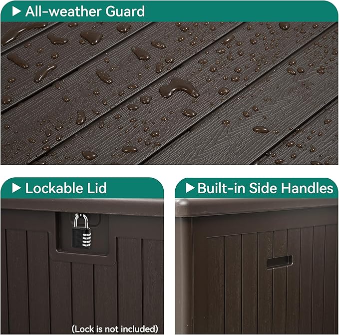 YITAHOME 150 Gallon Double-Wall Deck Box with Side Handles, Outdoor Large Storage for Patio Furniture Cushions, Garden Pool Accessories, Water Resistant & Lockable-Ruum Studio Home