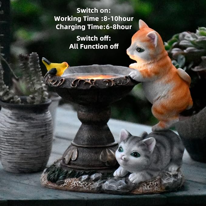 Cat Garden Figurines Outdoor Decor Solar Statue with LED Lights for Patio Lawn Yard Art Decoration Housewarming Garden Gift-Ruum Studio Home