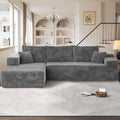 104" Cloudy Sectional L Shaped Couch for Living Room, No Assembly Required, Modular Comfy Sofa with Deep Seat, Fluffy Couch with Sleeper Chaise for Apartment Lounge (Grey)-Ruum Studio Home
